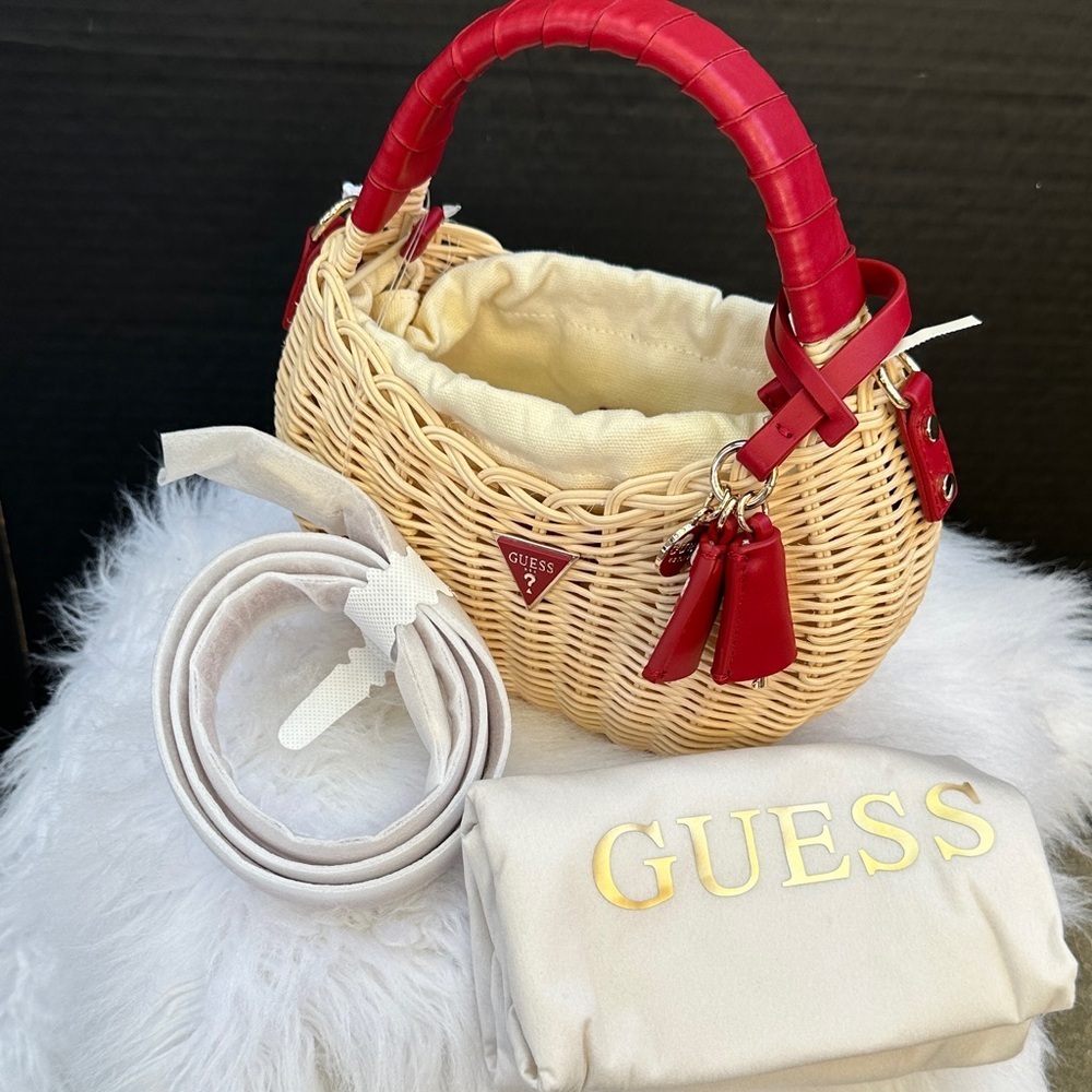 New Guess Sveiney Straw Mini Shoulder Bag - Picture 5 of 11
